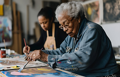 Older adults painting